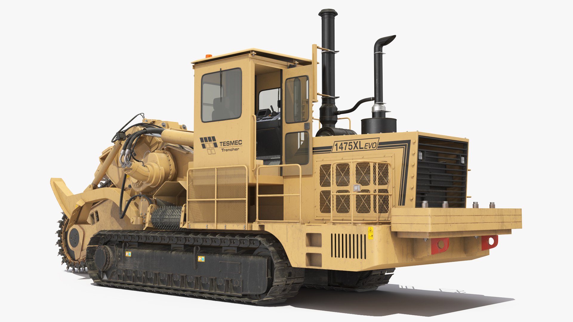 Chainsaw Trencher Tesmec 1475 XL EVO Dirty Rigged 3D model preview