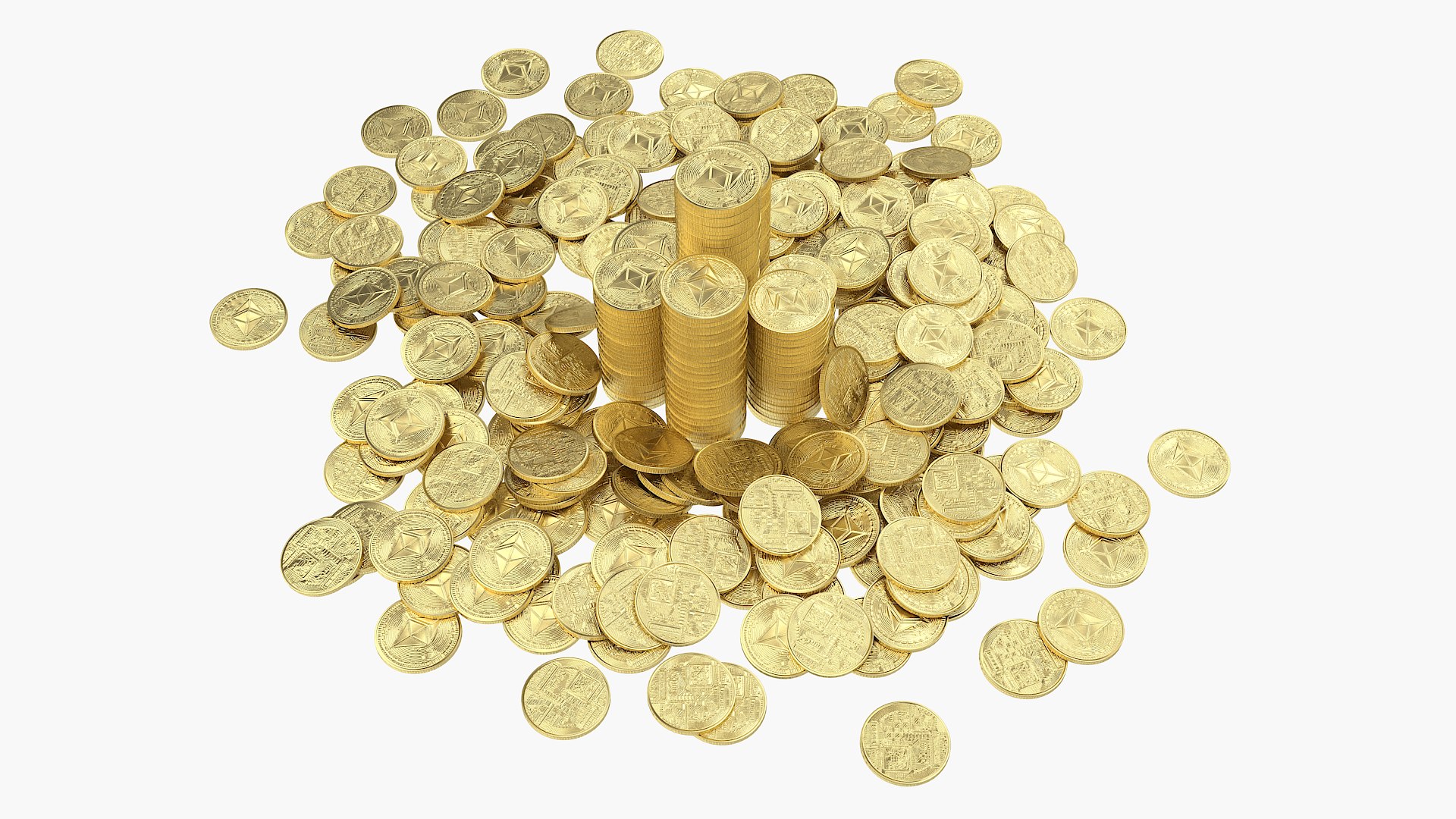 Ethereum Coin Pile Model - TurboSquid 1731045