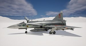 Rigged Saab 37 Viggen Fighter