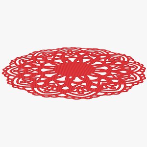 Round Paper Lace Doily Red 3D
