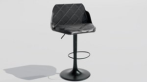 Modern Black Quilted Bar Stool High Quality 3D Model PBR