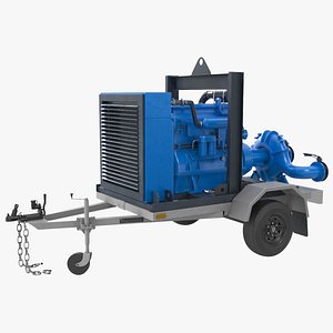 Diesel Engine Transfer Pump Trailer Rigged for Cinema 4D