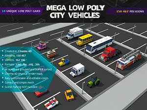 Mega Low Poly City Vehicles Pack