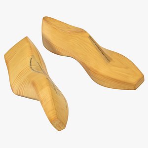 3D antique wooden shoe