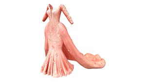 Prom Dress With Tail 3D model