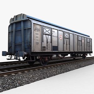 goods wagon railway tracks 3d model