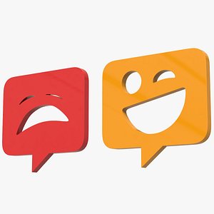 3D model emotion square smileys icons