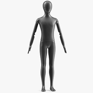 3D Flexible Child Mannequin Black Rigged for Maya