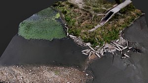 riverside bridge debris part PBR photogrammetry model