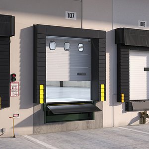 Retractable Truck Dock Shelter with Rolling Door Rigged for Maya model