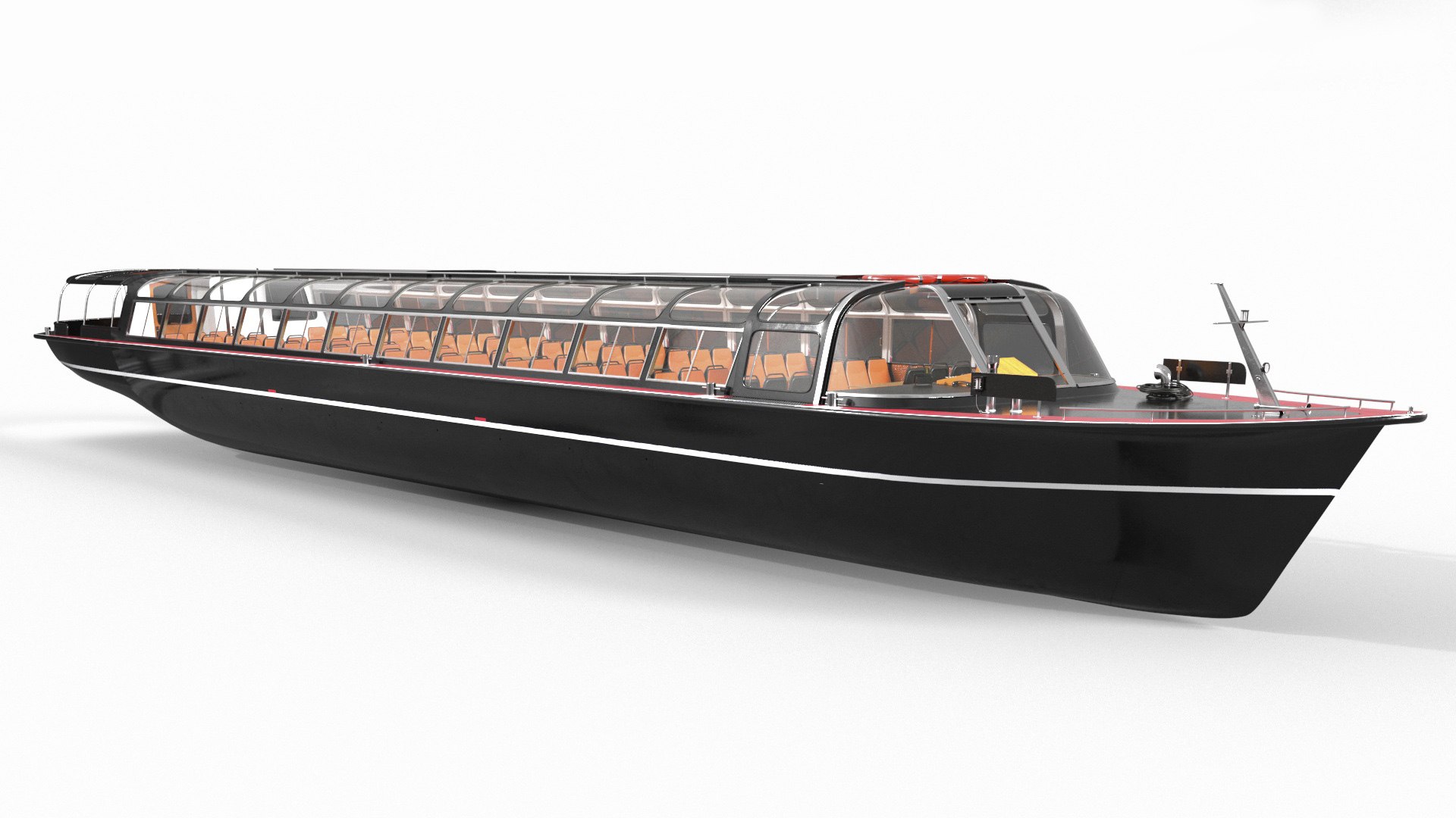 Cruise Black Boat 3D model preview