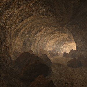 Cave With Tunnel And Rocks