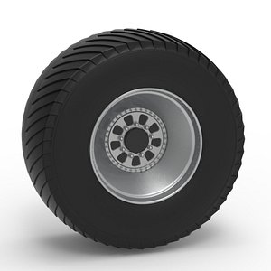 3D Rear wheel from Pulling tractor 4 Scale 1 to 25