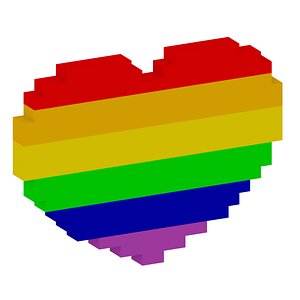 LGBT 8 bit  3D heart 3D model