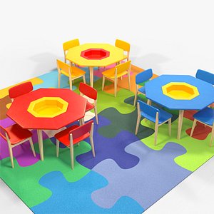 Kids tables and puzzle mat model