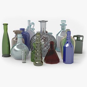 3D 18 Vintage Bottles model