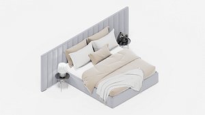 Modern Upholstered Bed with Vertical Panel Headboard