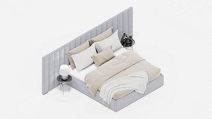 Modern Upholstered Bed with Vertical Panel Headboard