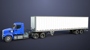 Heavy Truck with Semi Trailer Rigged All PBR Unity UE Textures 3D model