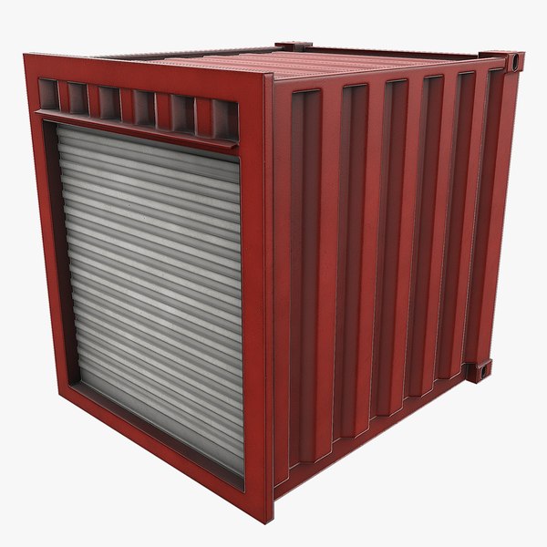 10ft Container With Roll-Up Door - Red 3D model