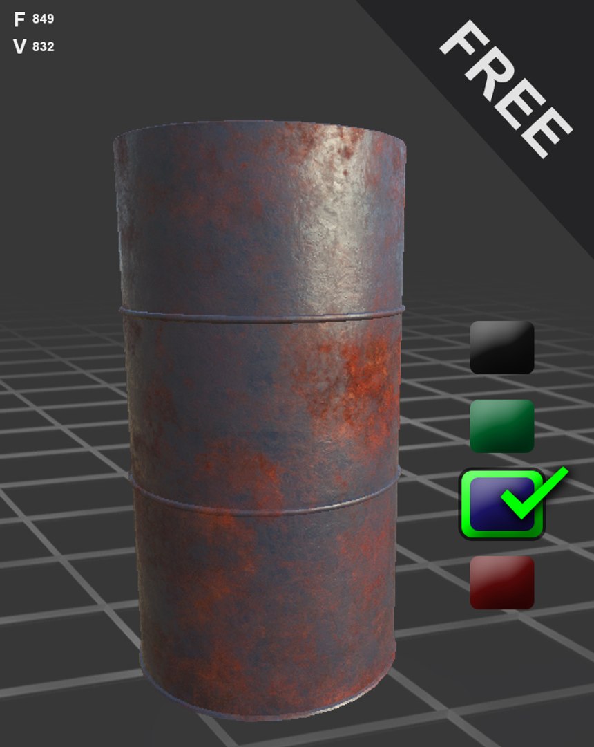 3D metal barrel https://p.turbosquid.com/ts-thumb/kf/AEZ5dE/HqYiJoY1/blue/jpg/1506983752/1920x1080/fit_q87/58b488a9f79cbeb96a32356da410874ea1e03675/blue.jpg