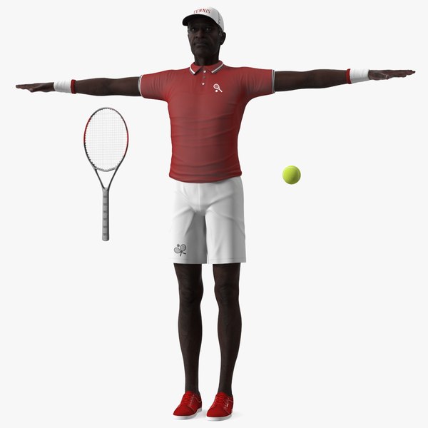 Black Elderly Man in Tennis Clothes T-Pose 3D model