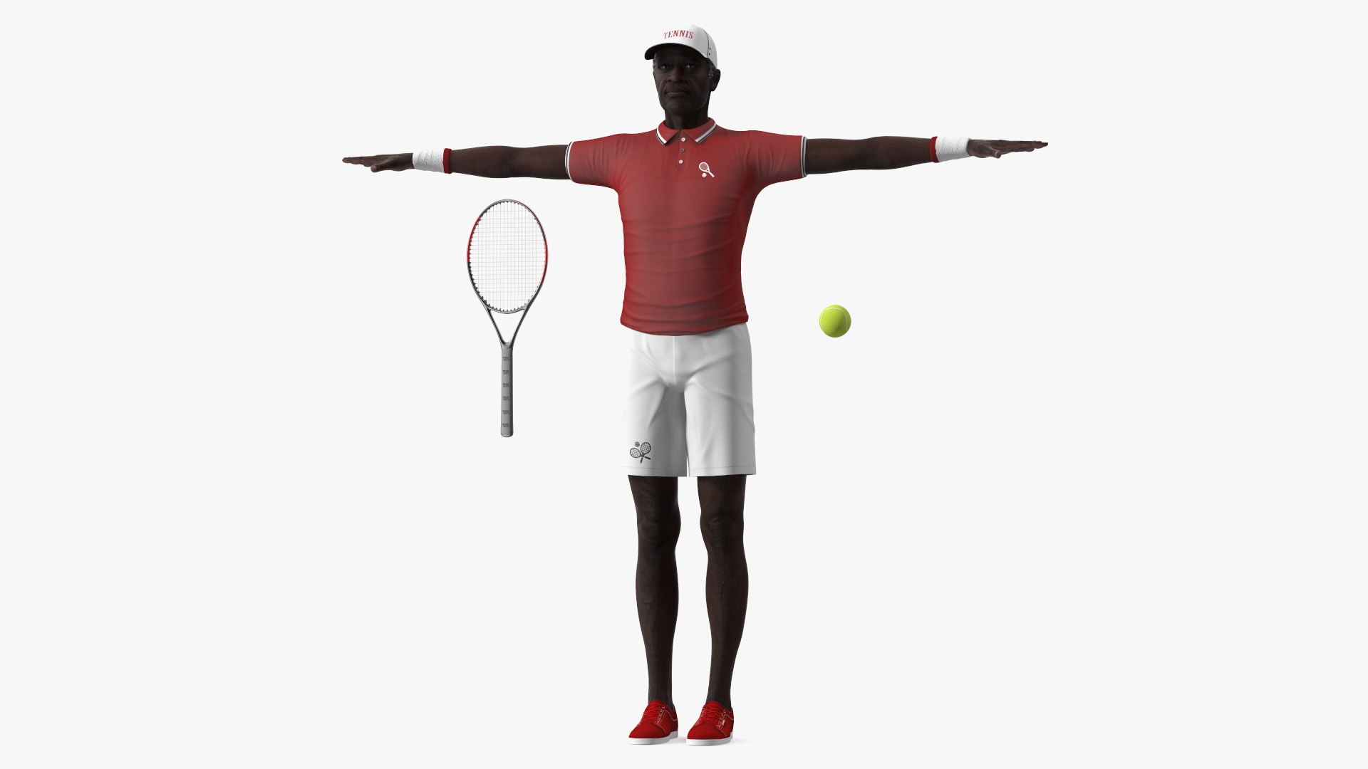 Black Elderly Man in Tennis Clothes T-Pose(1) 3D model preview