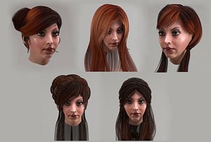 3D female hairstyles long hair model