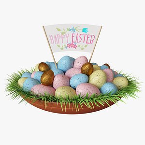 Easter Eggs On Grass