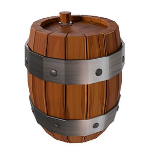 Stylized wine barrel 3D model
