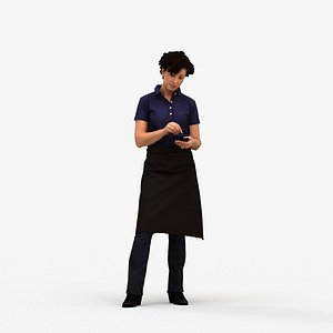 00165Lynn004 - Adult Caucasian woman standing in hospitality uniform for restaurant visualization 3D model
