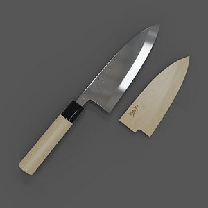 kitchen knife Masamoto Shiro-ko Hongasumi Deba HMA-KS2015 with saya