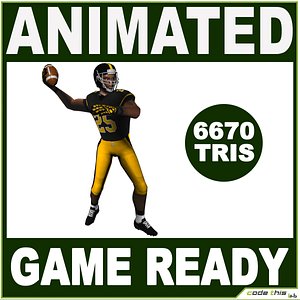 American Football Player Low For Videogame