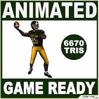 American Football Player Low For Videogame