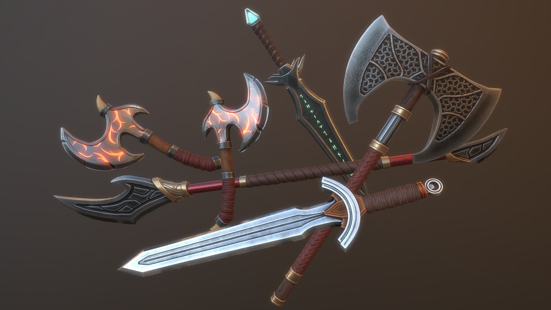 weapon pack axe sword 3D model https://p.turbosquid.com/ts-thumb/kg/CRI56m/2e/screenshot001/png/1605775831/1920x1080/fit_q87/84a146224beb39d4a2e8711552fe7f54125f6ae7/screenshot001.jpg