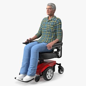 Elderly Man with Jazzy Select Wheelchair Rigged 3D model