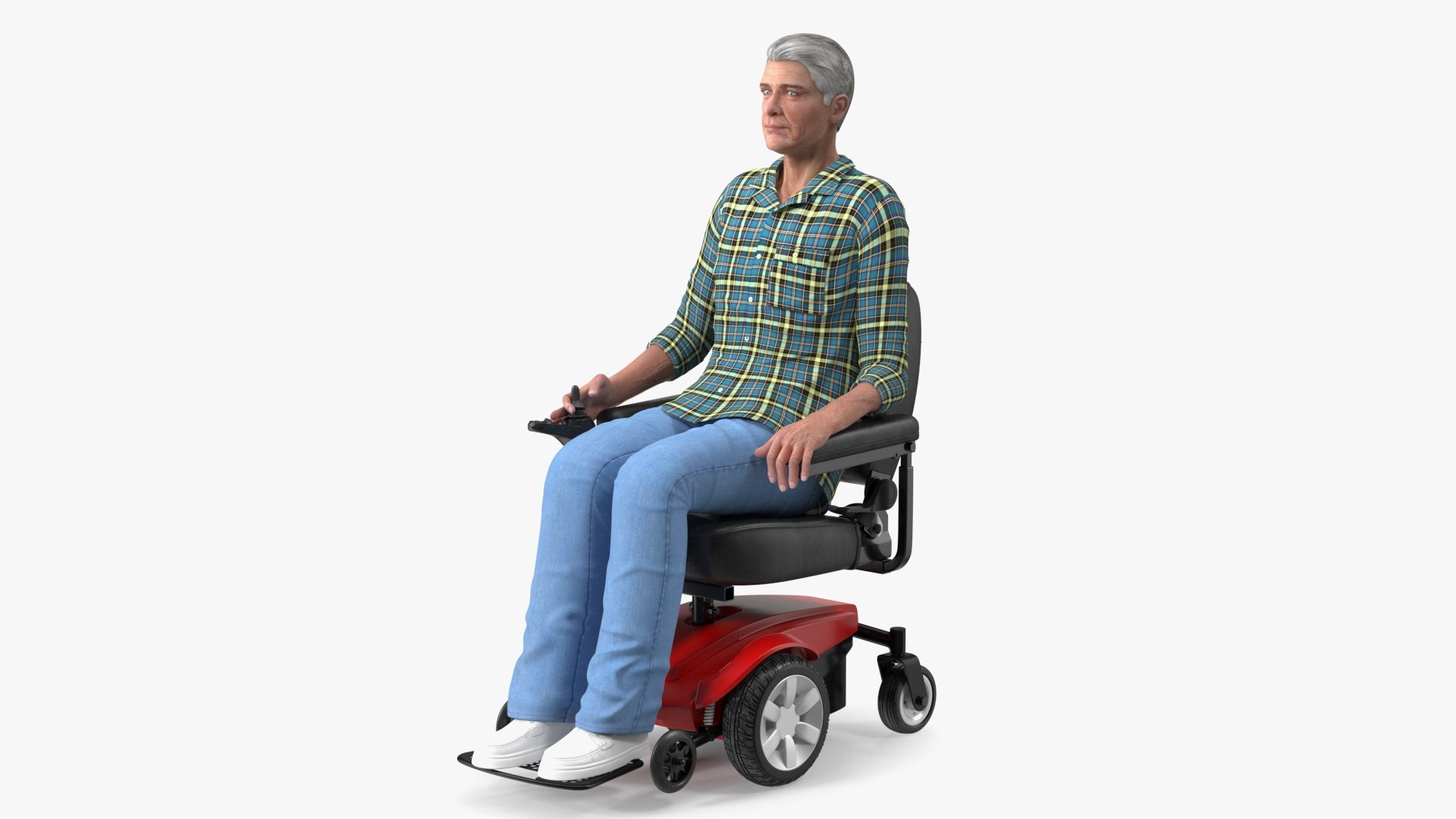 Elderly Man with Jazzy Select Wheelchair Rigged 3D model preview