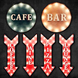 metallic lighting sign model