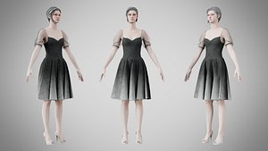 Dress 09 Charleston Green With Design 3D model