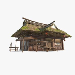 Asian ancient architecture rural thatched houses