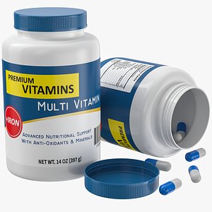 3D Multi Vitamin Pills Bottle Set