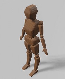 2xStick Figure and Wooden character OBJ and Blend 3D model