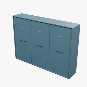 Painted Steel Locker Bank - 3 Doors - 2520 x 500 x 1800 mm 3D model