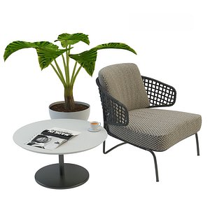 garden armchair aston cord 3D model