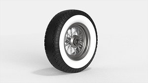 Classic Car Wheel with Rim and Tire - High-Quality 3D Model