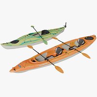 Kayak 01 Green and Orange Single Mat All PBR Unity UE Textures