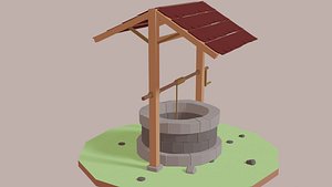 Low Poly Water Well 3D Model Game Ready blend obj fbx 3D model