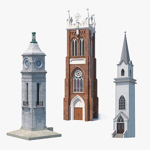 3D model towers ancient brick
