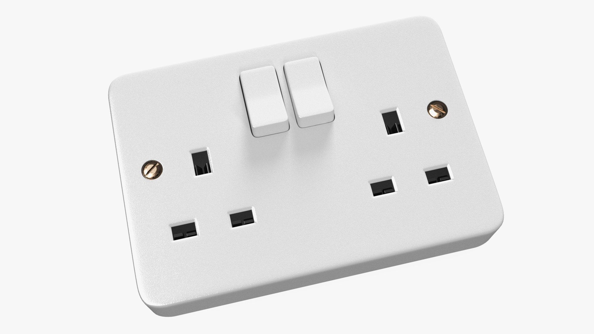 UK Double Socket Switch 3D model preview