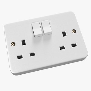 UK Double Socket Switch 3D model